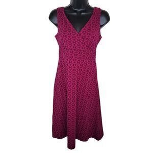 Eddie Bauer sleeveless pink geometric surplice fit & flare travex dress XS